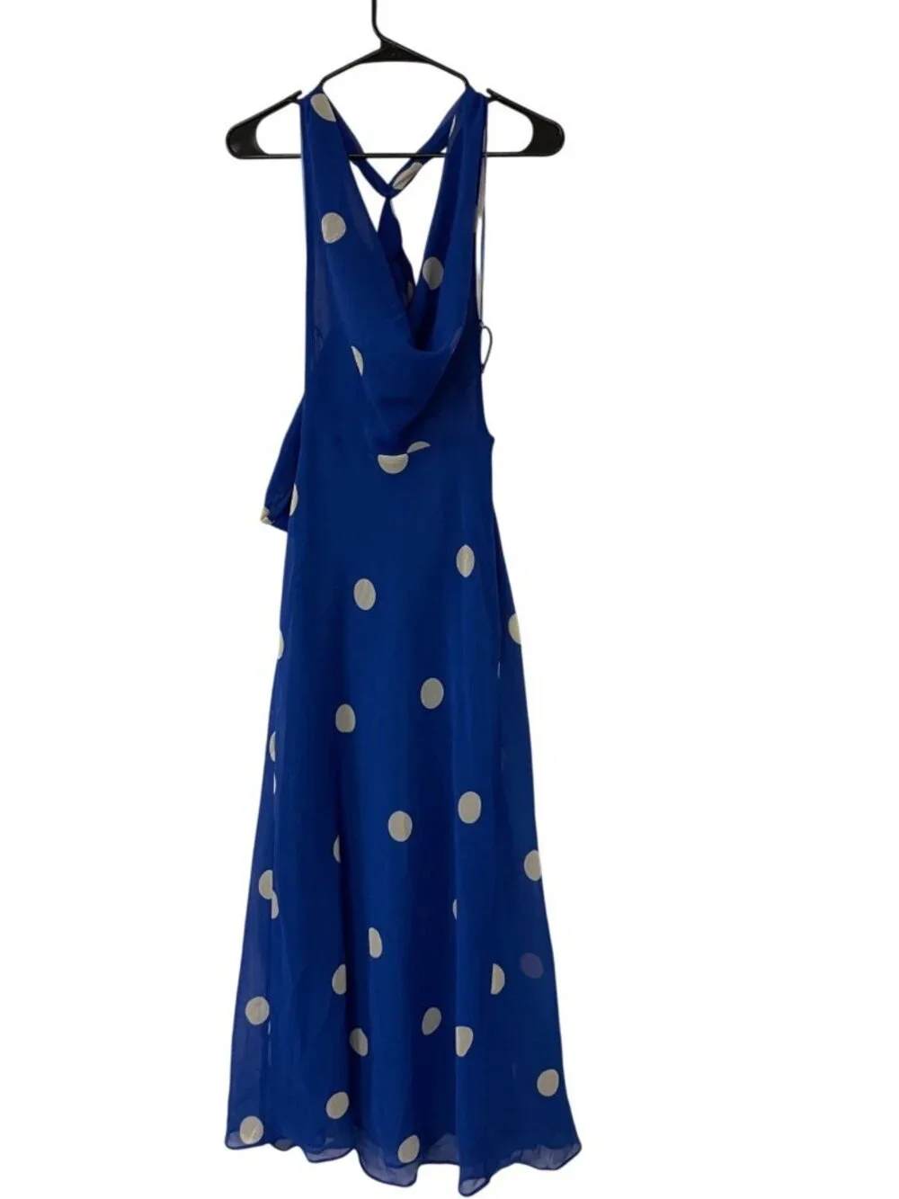 Zara Womens Midi Dress XS Blue White Polka Dot Print Halter Neck 8410/430 NWT - Picture 3 of 16